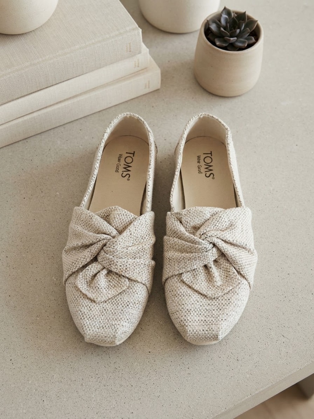 TOMS Women's Cream Knot-Front Slip-On Loafers